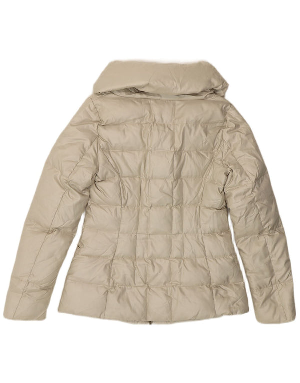 ZARA Mujer Chaqueta Acolchada UK 10 Small Off White Poliéster