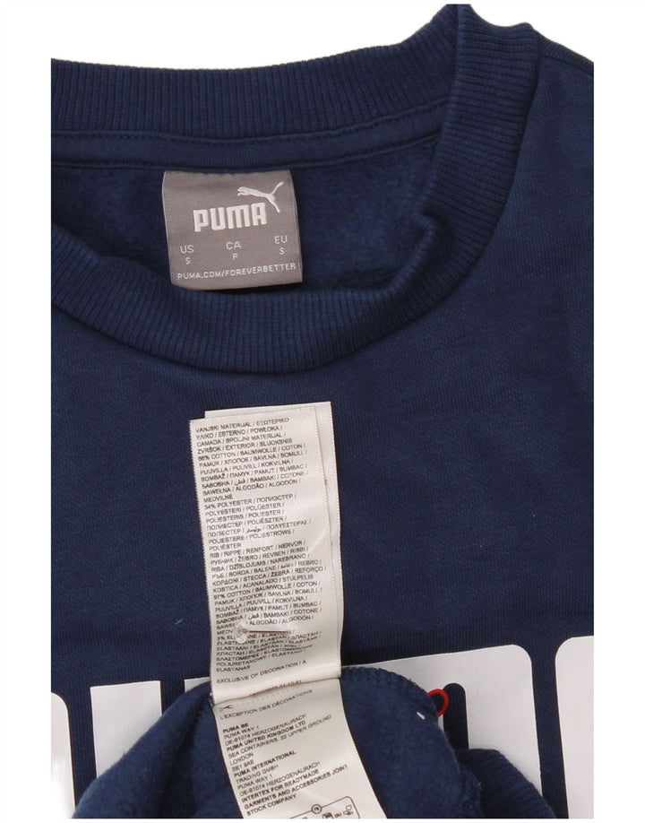 Puma Mens Graphic Sudadera Jumper Pequeño Azul Marino Algodón