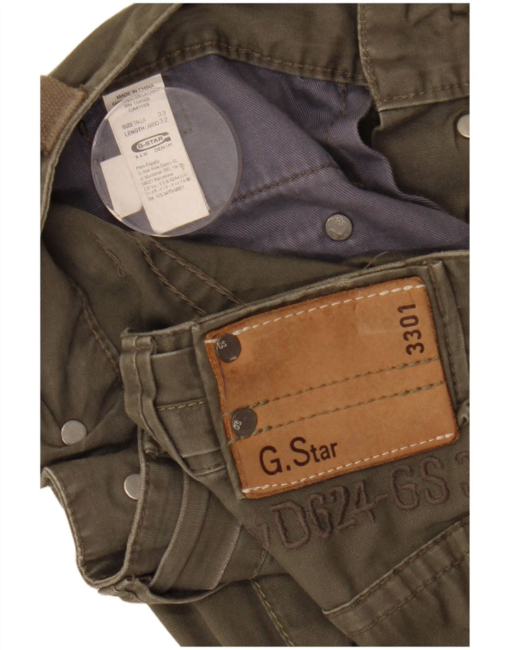 G-STAR Mujer 3301 Pantalones Cargo Rectos W33 L32 Algodón Caqui