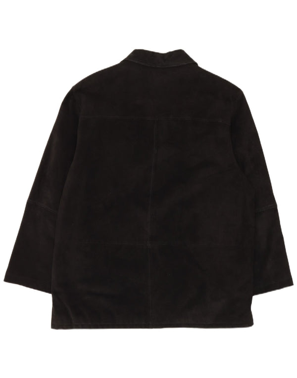 Vintage hombres Regular Fit chaqueta de ante Reino Unido 42 XL cuero negro