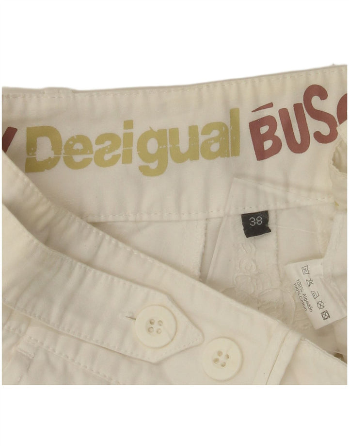 DESIGUAL Pantalón chino recto para mujer EU 38 Medium W30 L28 Algodón blanco