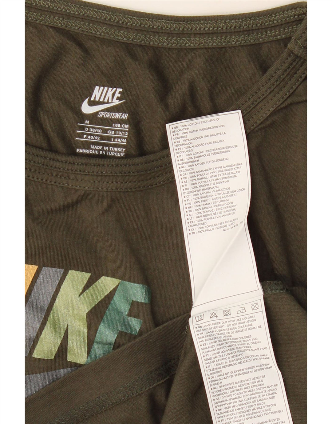 Nike Camiseta gráfica de manga larga para mujer UK 10/12 Algodón caqui mediano