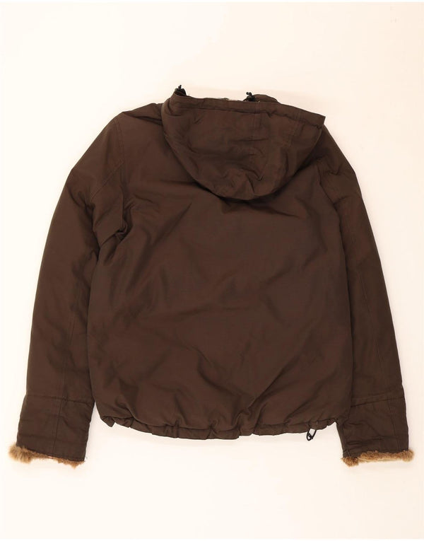 Woolrich Chaqueta acolchada con capucha para mujer UK 46 Large Khaki Cotton