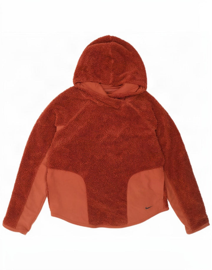 Nike - Jersey de forro polar con capucha para mujer, talla pequeña, color marrón, poliéster