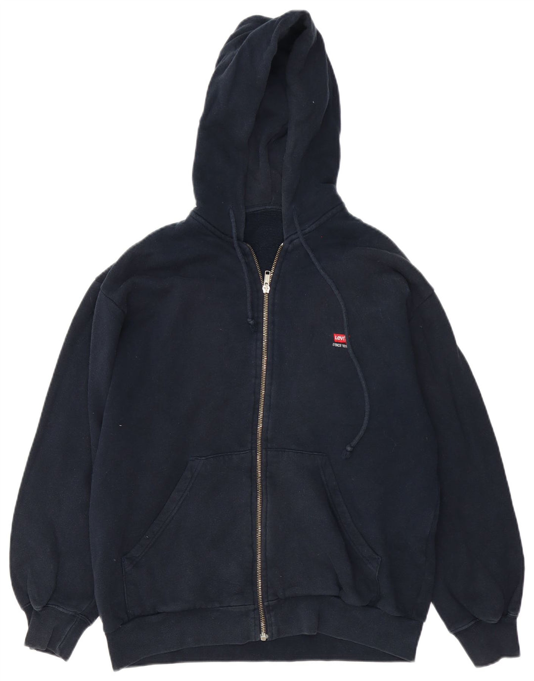 Levi's Sudadera con capucha y cremallera para hombre de algodón azul marino mediano