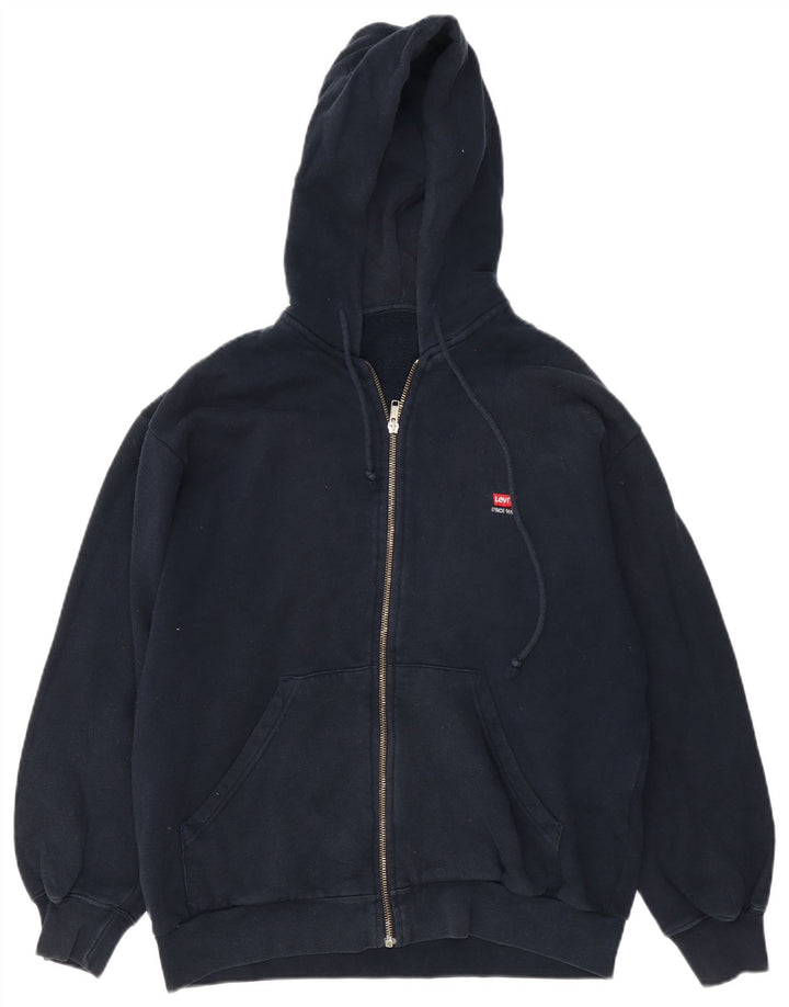 Levi's Sudadera con capucha y cremallera para hombre de algodón azul marino mediano