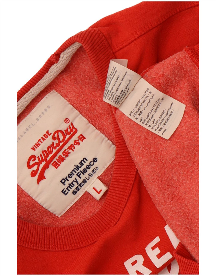 SUPERDRY Hombre Sudadera con gráfico tipo jersey de algodón rojo grande