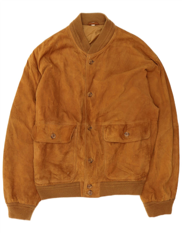 Vintage hombres gamuza bomber chaqueta IT 54 2XL marrón