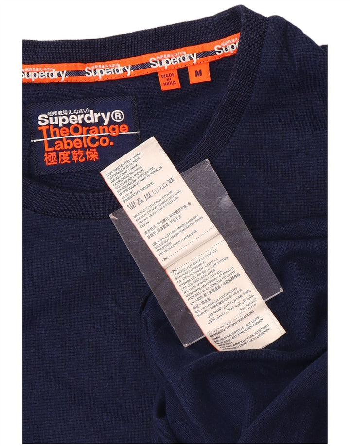 SUPERDRY Hombre Camiseta Top Medium Azul Marino Algodón