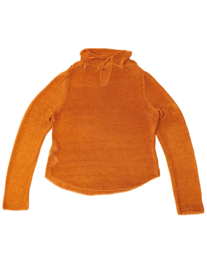 Zara Mujer Crop See Through Top Manga Larga UK 42 Viscosa Naranja Medio