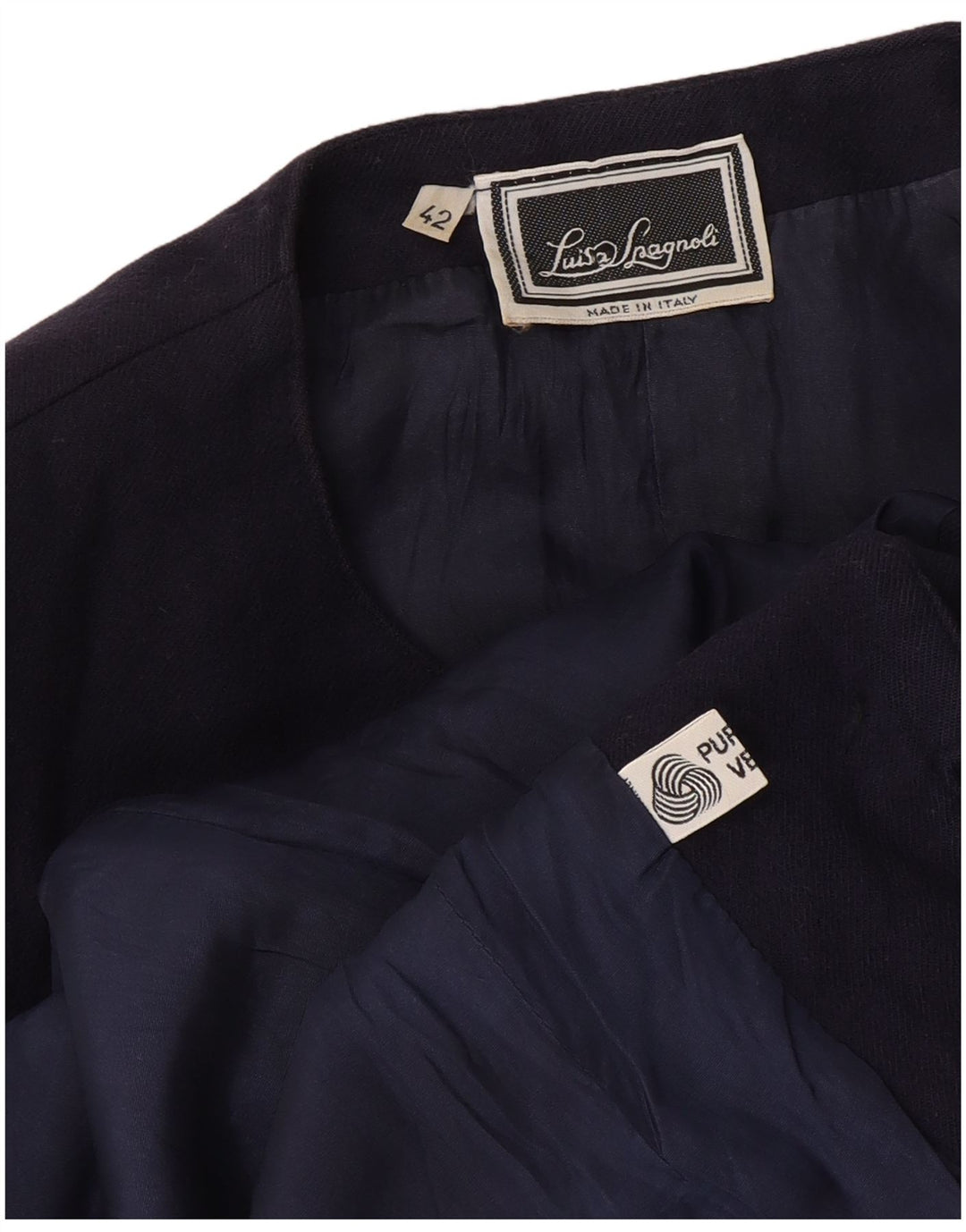 Luisa Spagnoli Chaqueta Blazer para Mujer IT 42 Lana Azul Marino Mediana