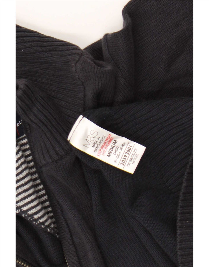 Marks & Spencer Jersey tipo jersey con cuello y cremallera para hombre Algodón azul marino mediano
