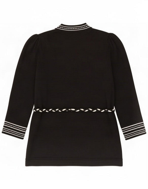 Suéter tipo cárdigan vintage para mujer UK 46 Large Black Colourblock