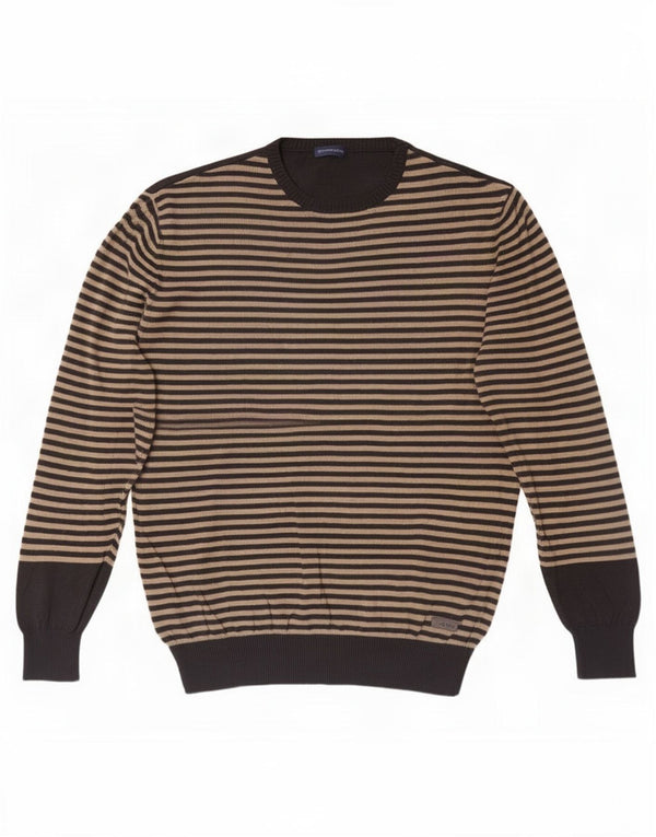 Jersey Hombre Trussardi Jeans Cuello Redondo 2XL Algodón A Rayas Beige