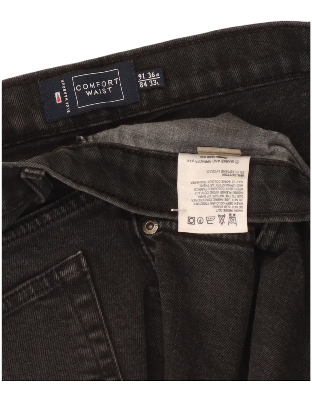 Marks & Spencer Vaqueros rectos para hombre W36 L27 Algodón negro