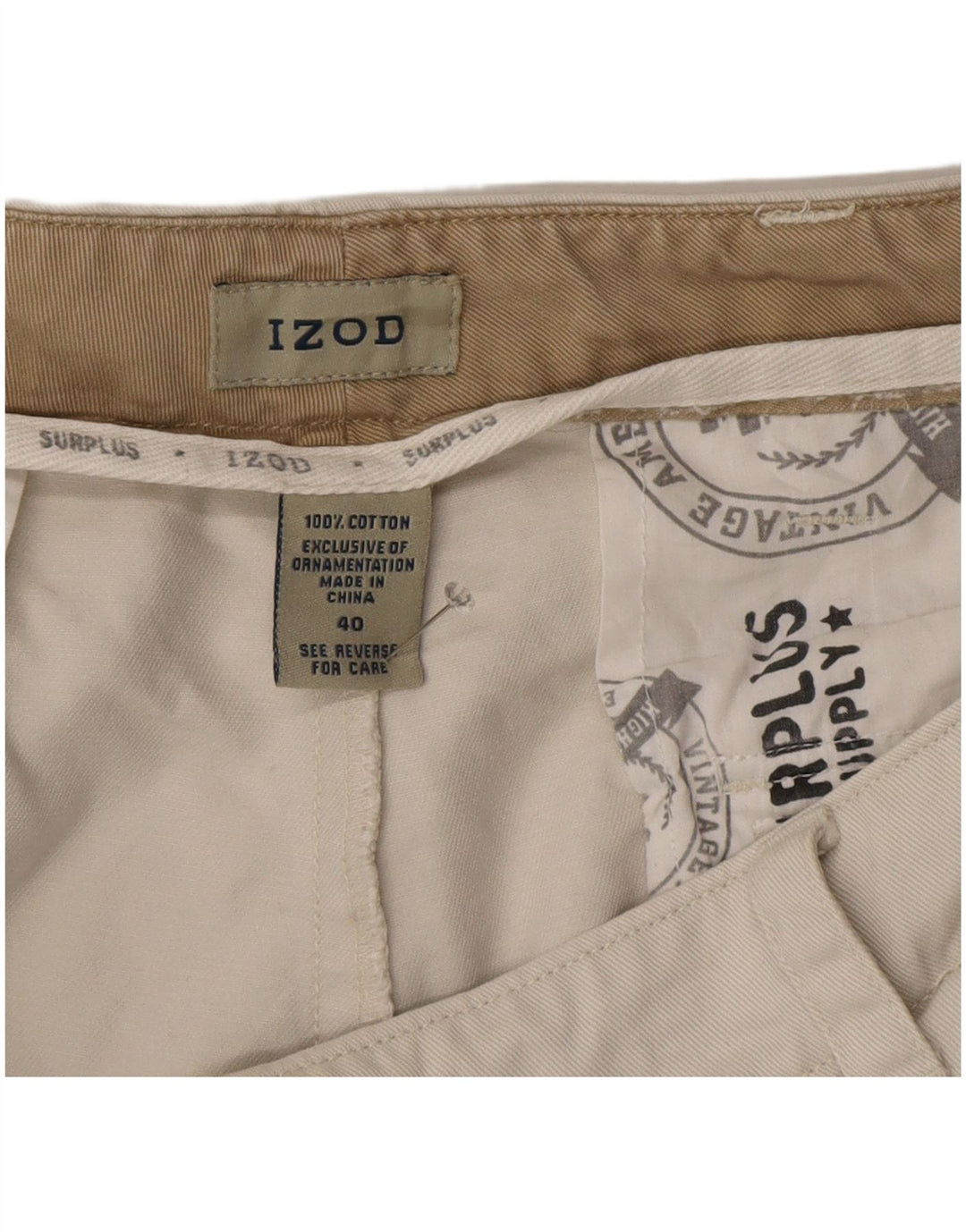 Izod Shorts Cargo Hombre W40 XL Algodón Beige