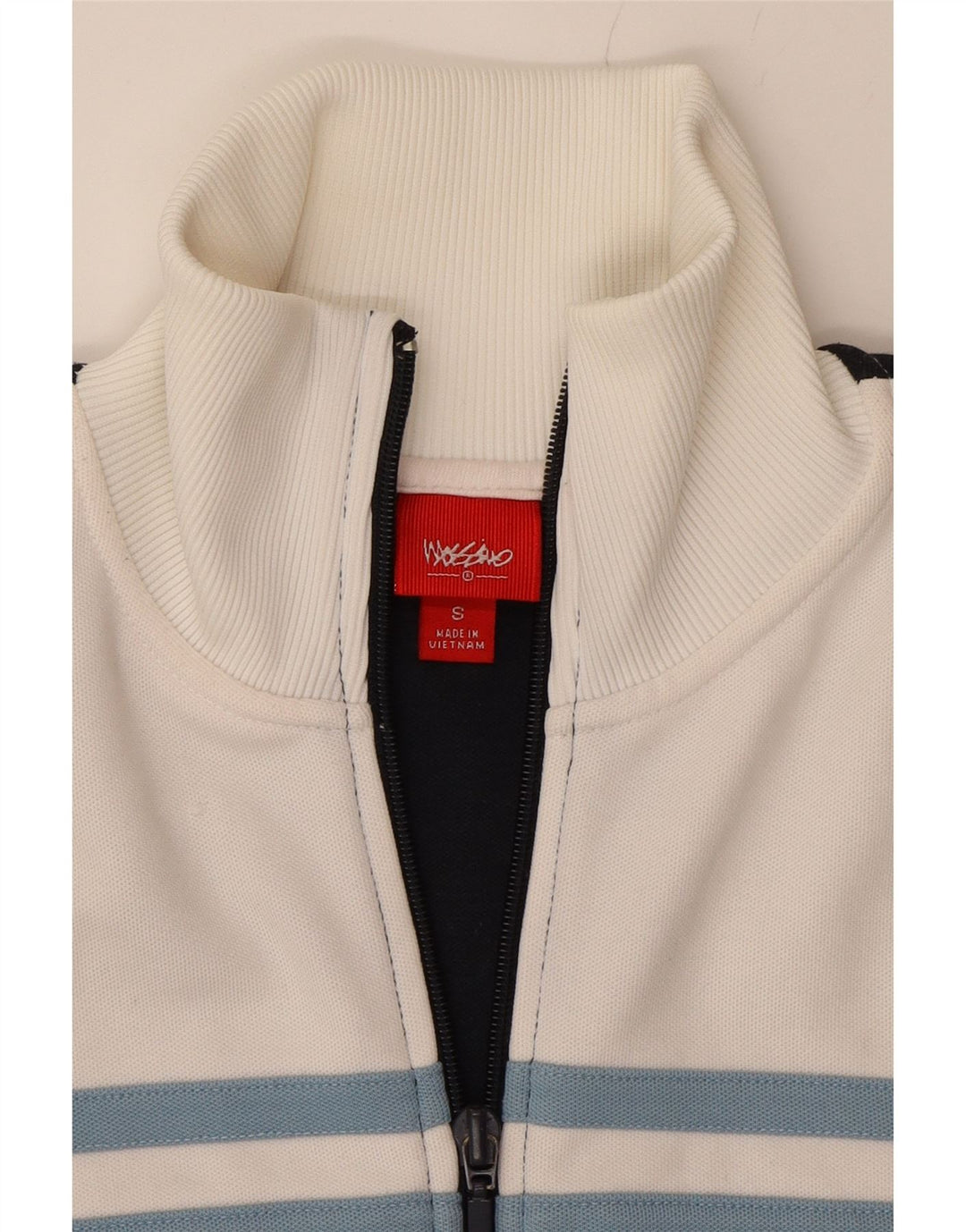 MOSSIMO Mens Tracksuit Top Jacket Small Navy Blue Colourblock Cotton Vintage Mossimo and Second-Hand Mossimo from Messina Hembry 