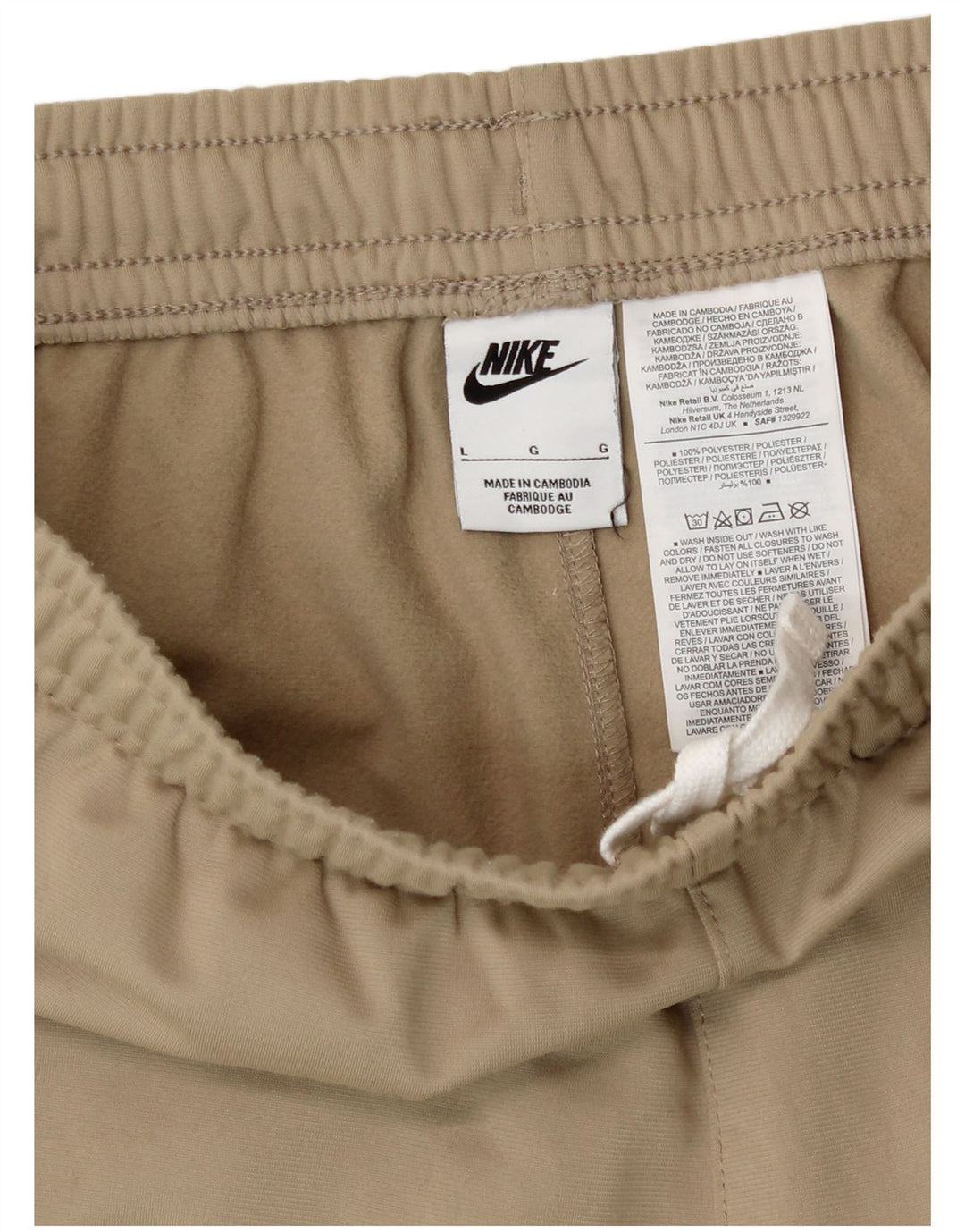 NIKE Mens Tracksuit Trousers Joggers Large Beige Polyester