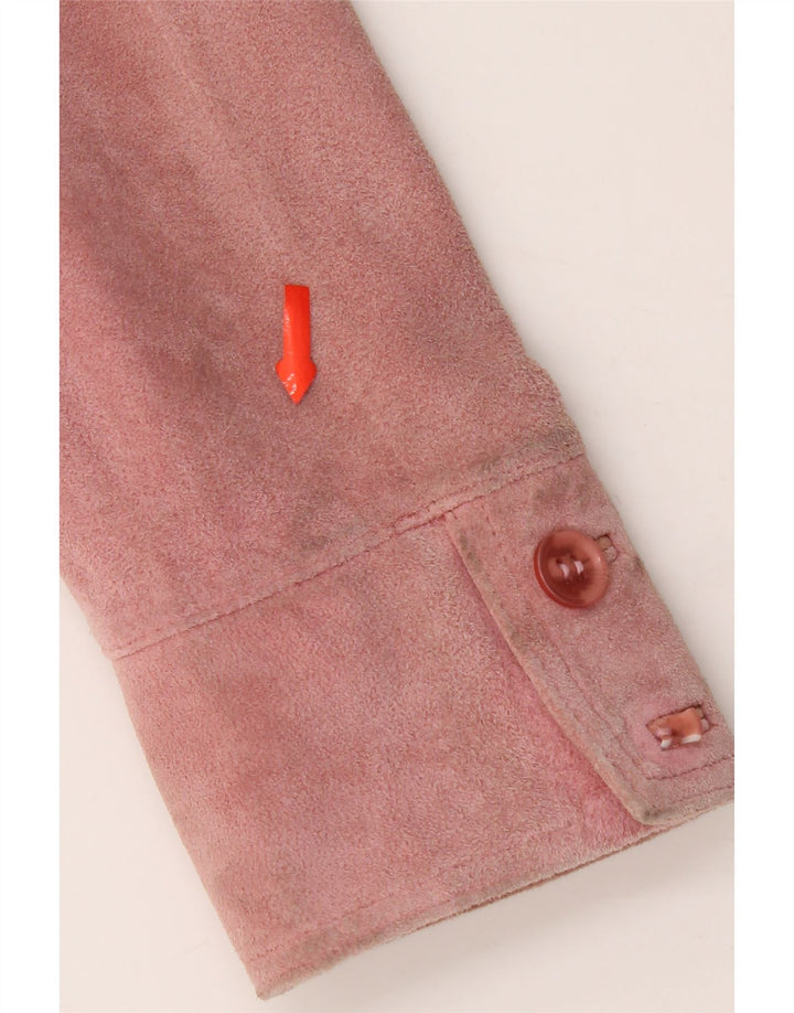VINTAGE Chaqueta Blazer de ante de 2 botones para mujer IT 46 Cuero rosa grande