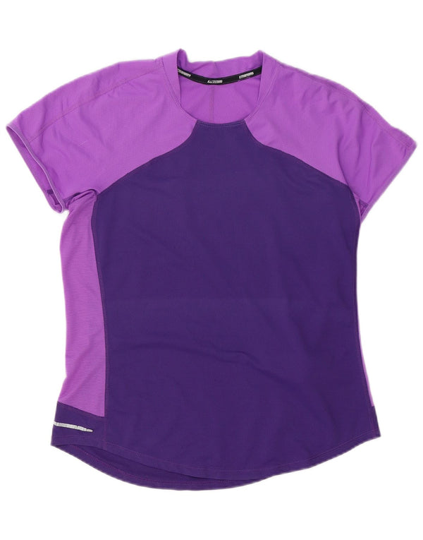 Nike Camiseta Dri Fit para mujer UK 40 Medio Púrpura Colorblock Poliéster
