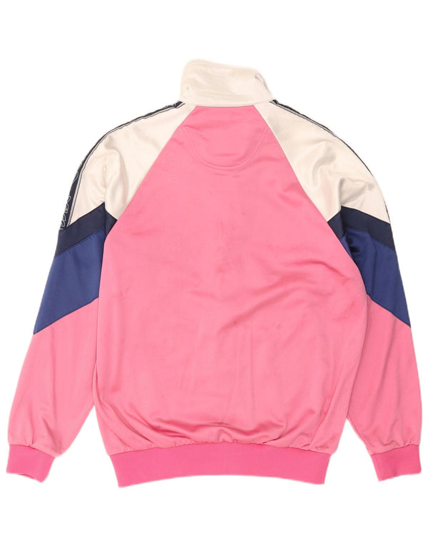 ASICS Womens Graphic Tracksuit Top Jacket IT 46 Large Pink Colourblock