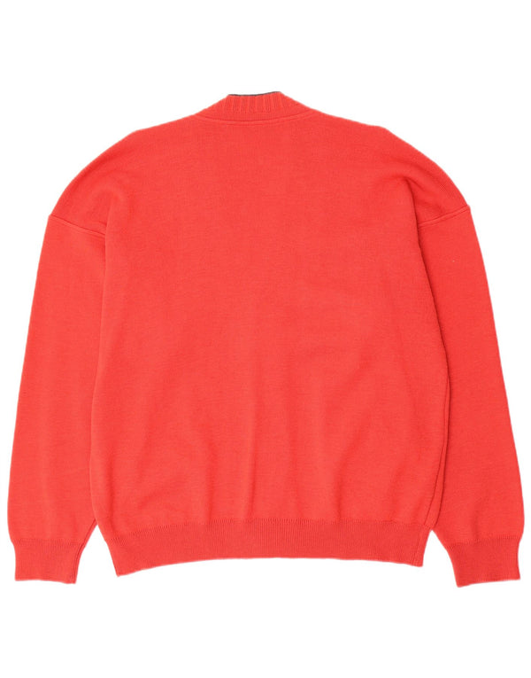 Vintage Mens Cardigan Suéter IT 50 Lana Roja Mediana