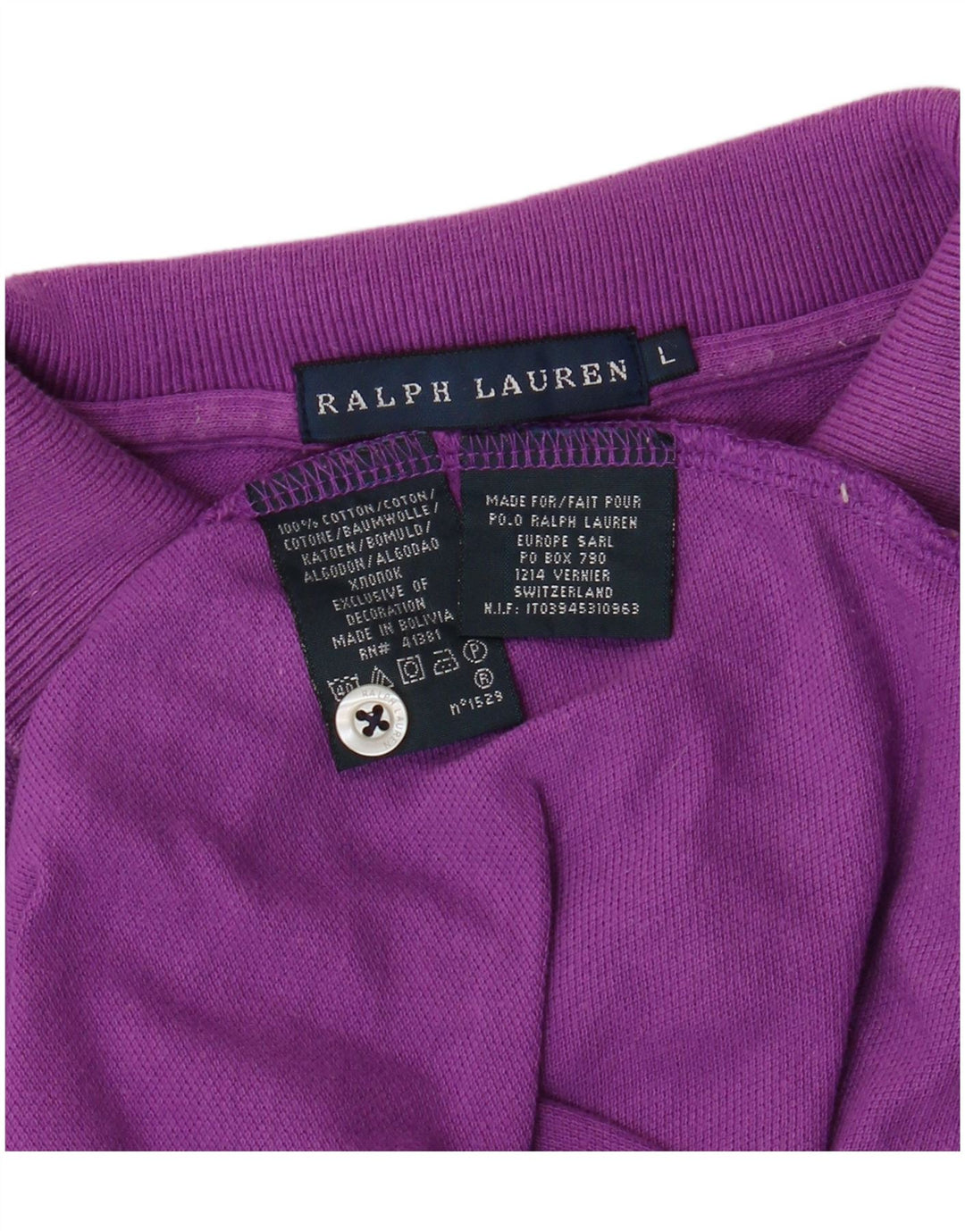 RALPH LAUREN Polo de manga larga para mujer UK 46 Algodón morado grande