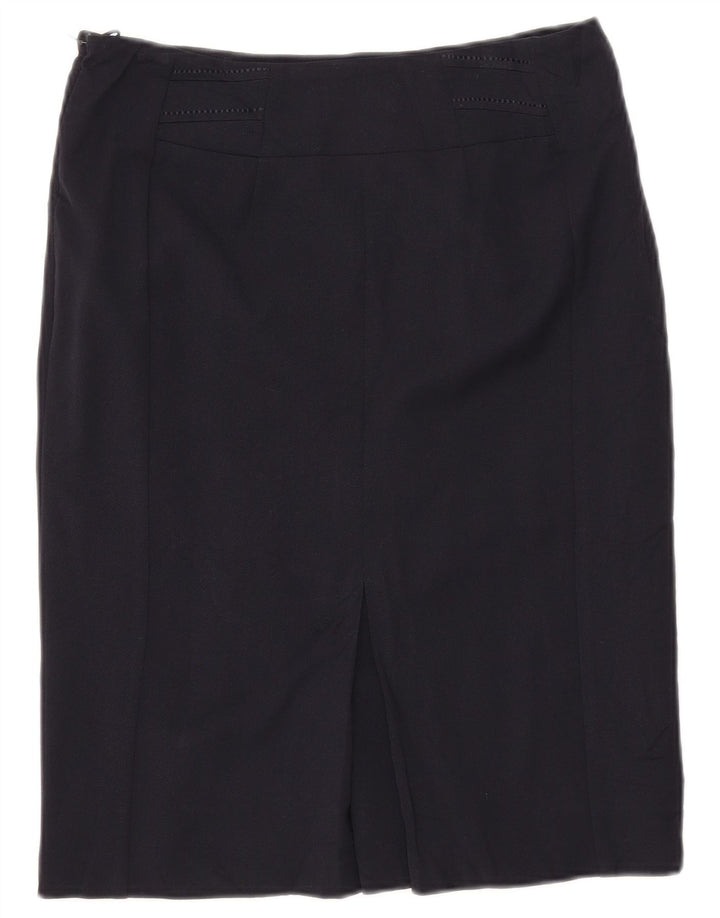 MARKS & SPENCER Falda recta para mujer UK 10 Small W30 Poliéster azul marino
