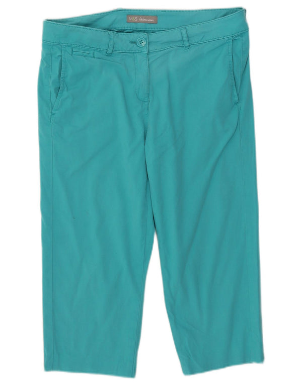 Marks & Spencer Pantalones Capri para Mujer UK 10 Small W32 L18 Turquesa