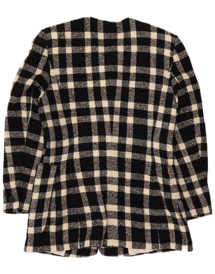 LAUREL Womens 4 Button Blazer Jacket EU 38 Medium Black Gingham Wool