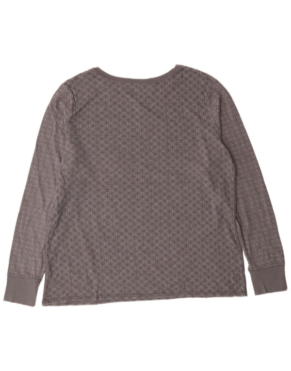 Eddie Bauer Top para mujer de manga larga UK 20 2XL Algodón geométrico gris