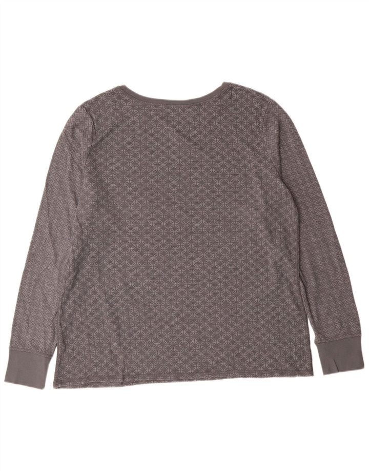 Eddie Bauer Top para mujer de manga larga UK 20 2XL Algodón geométrico gris