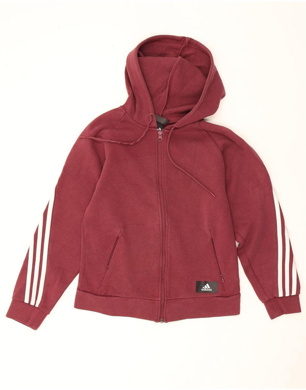 Adidas Sudadera con capucha y cremallera para mujer UK 4/6 XS Algodón burdeos