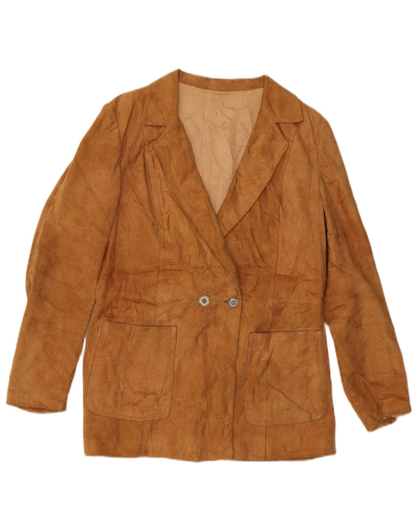 VINTAGE Chaqueta de ante para mujer IT 46 Cuero beige grande