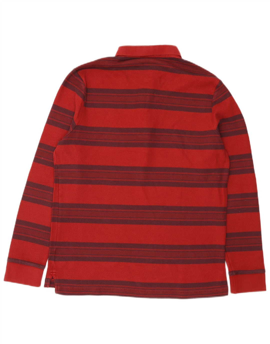 Lacoste Polo de manga larga para hombre talla 3 pequeño algodón a rayas rojas