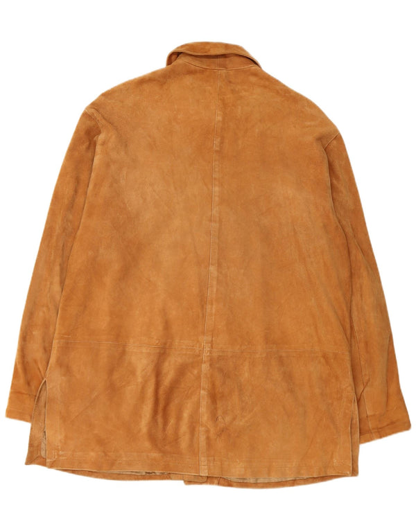 Vintage mujer chaqueta de ante IT 46 cuero marrón grande
