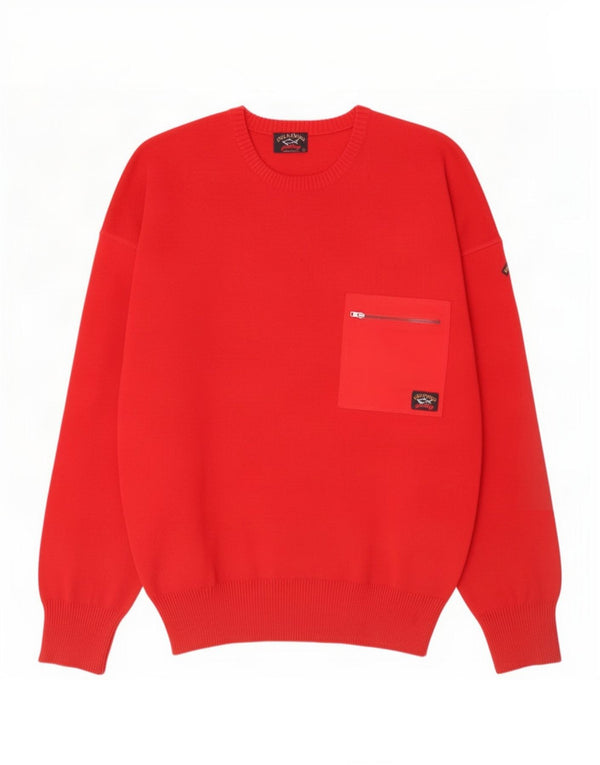 Paul & Shark - Jersey de cuello redondo para hombre, talla grande, color rojo