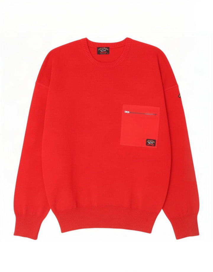 Paul & Shark - Jersey de cuello redondo para hombre, talla grande, color rojo