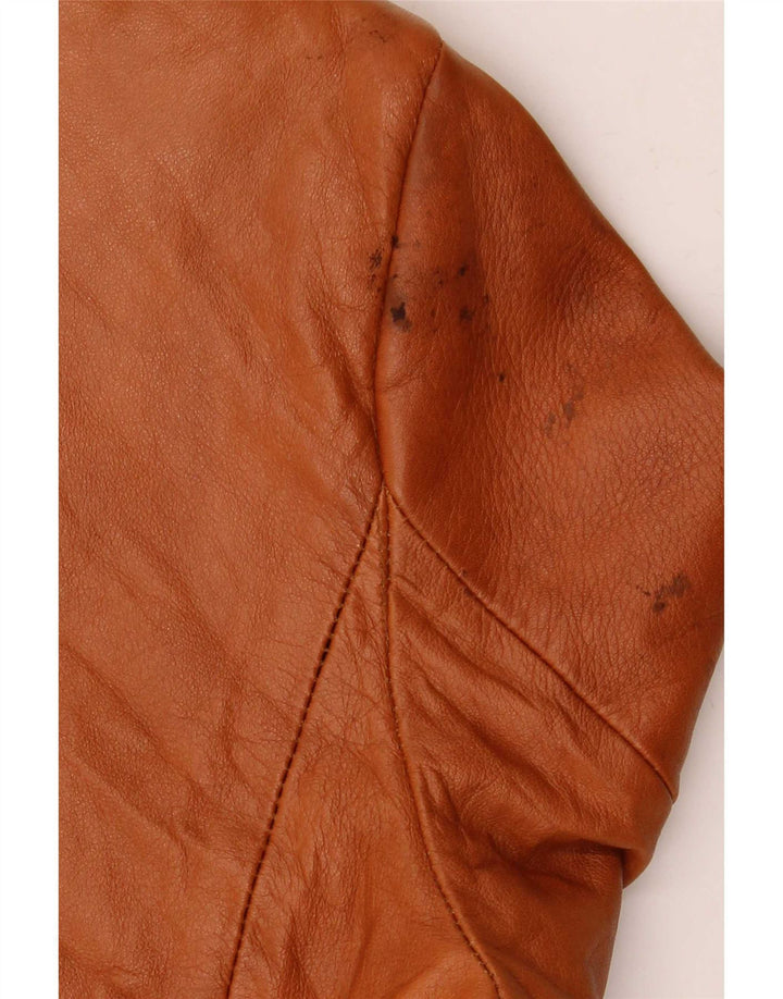 Atos Lombardini Chaqueta Blazer de Cuero con 3 Botones para Mujer IT 46 Large Brown