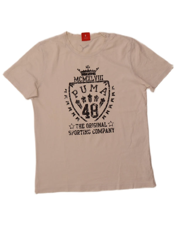 PUMA Camiseta gráfica para hombre Top Small White Cotton