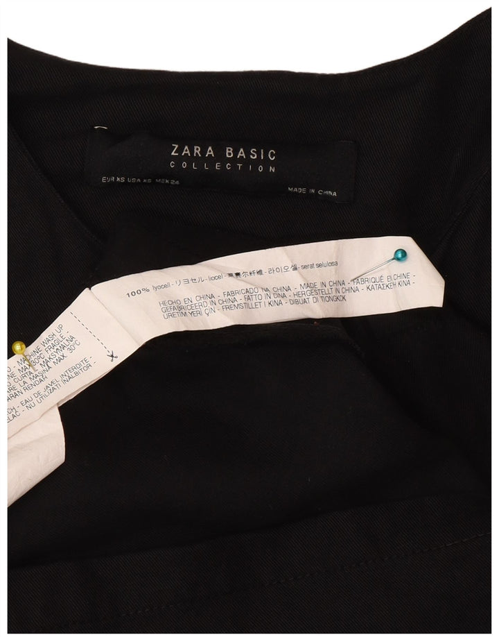 Zara Mujer Chaqueta Blazer Con Cremallera Completa UK 6 XS Black Lyocell