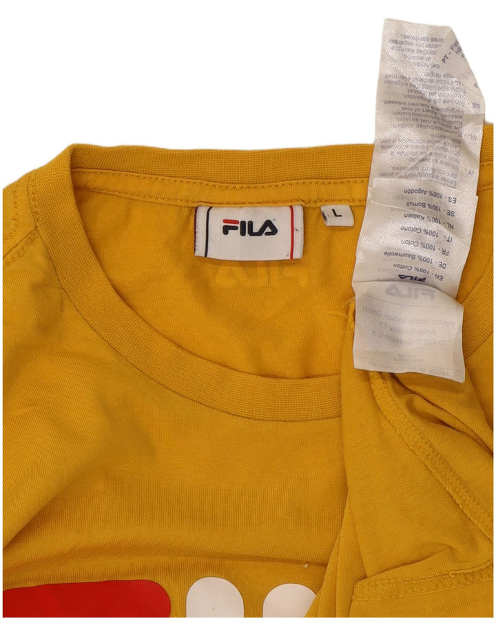 Fila - Camiseta gráfica para hombre, talla grande, algodón amarillo