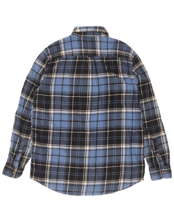 Chaps Mens Flannel Shirt Medium Blue Check Cotton