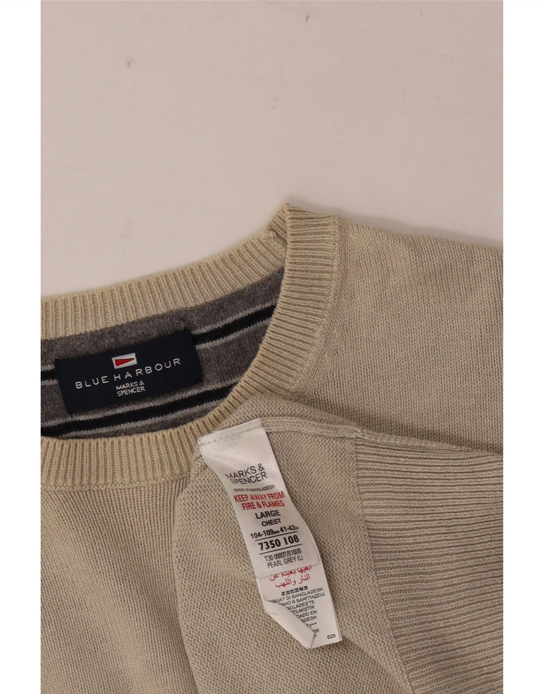 Marks & Spencer Suéter tipo jersey con cuello redondo para hombre UK 41/43 Large Grey