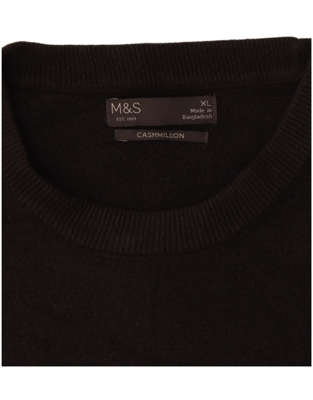 Marks & Spencer Jersey de Cuello Redondo para Hombre XL Acrílico Negro