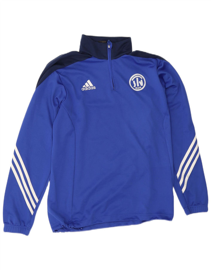 Adidas Hombre Camiseta De Chándal Con Gráfico Y Cuello Con Cremallera Grande Azul