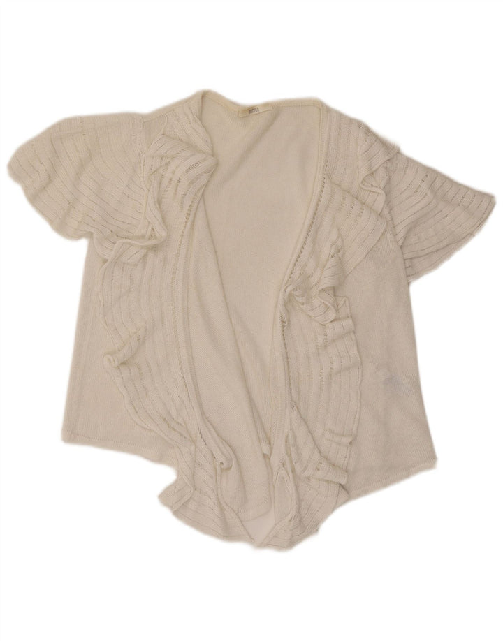 Marks & Spencer Cárdigan abierto con volantes en la parte delantera para mujer UK 46 Large White
