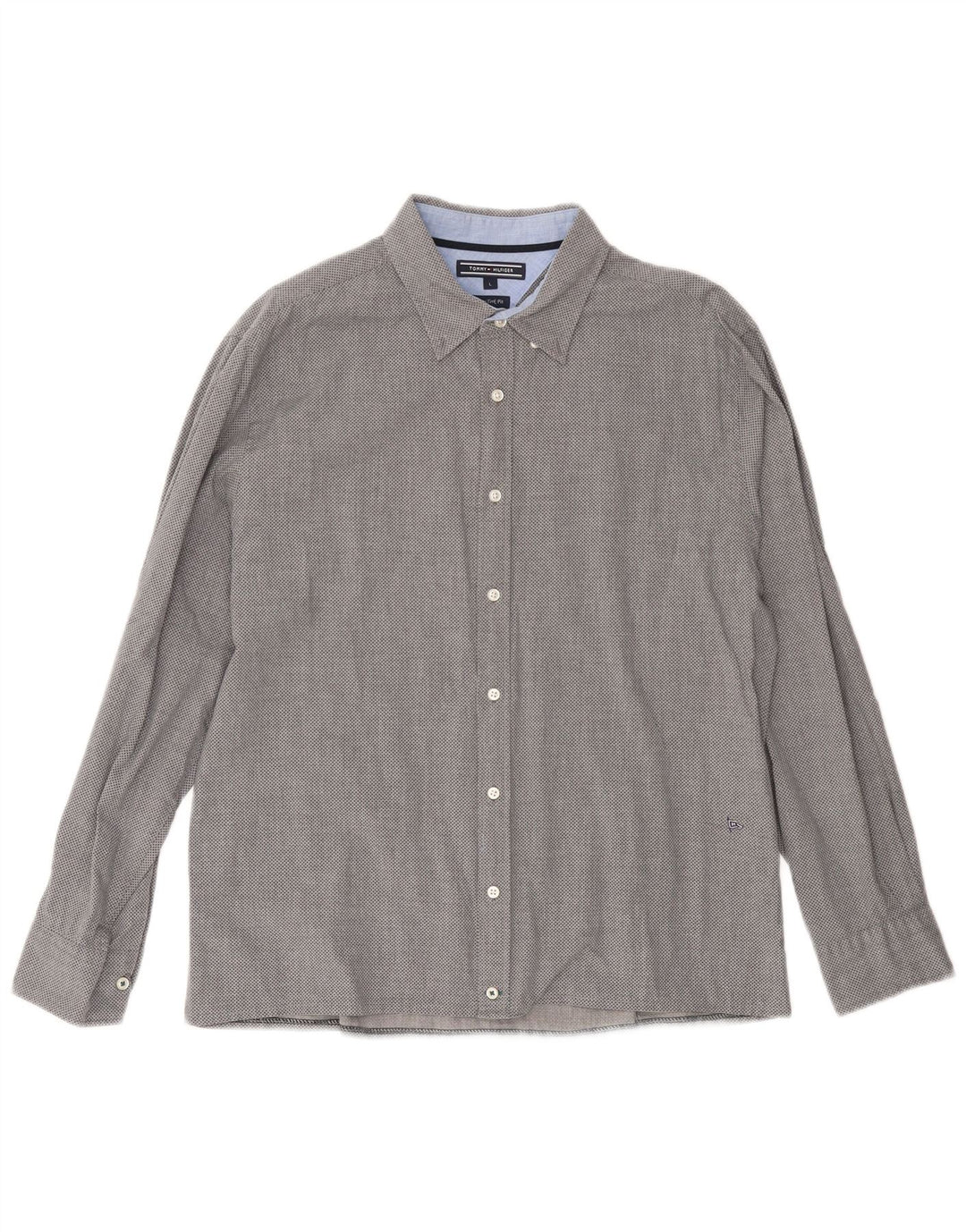 TOMMY HILFIGER Camisa New York Fit para hombre, talla grande, gris manchado