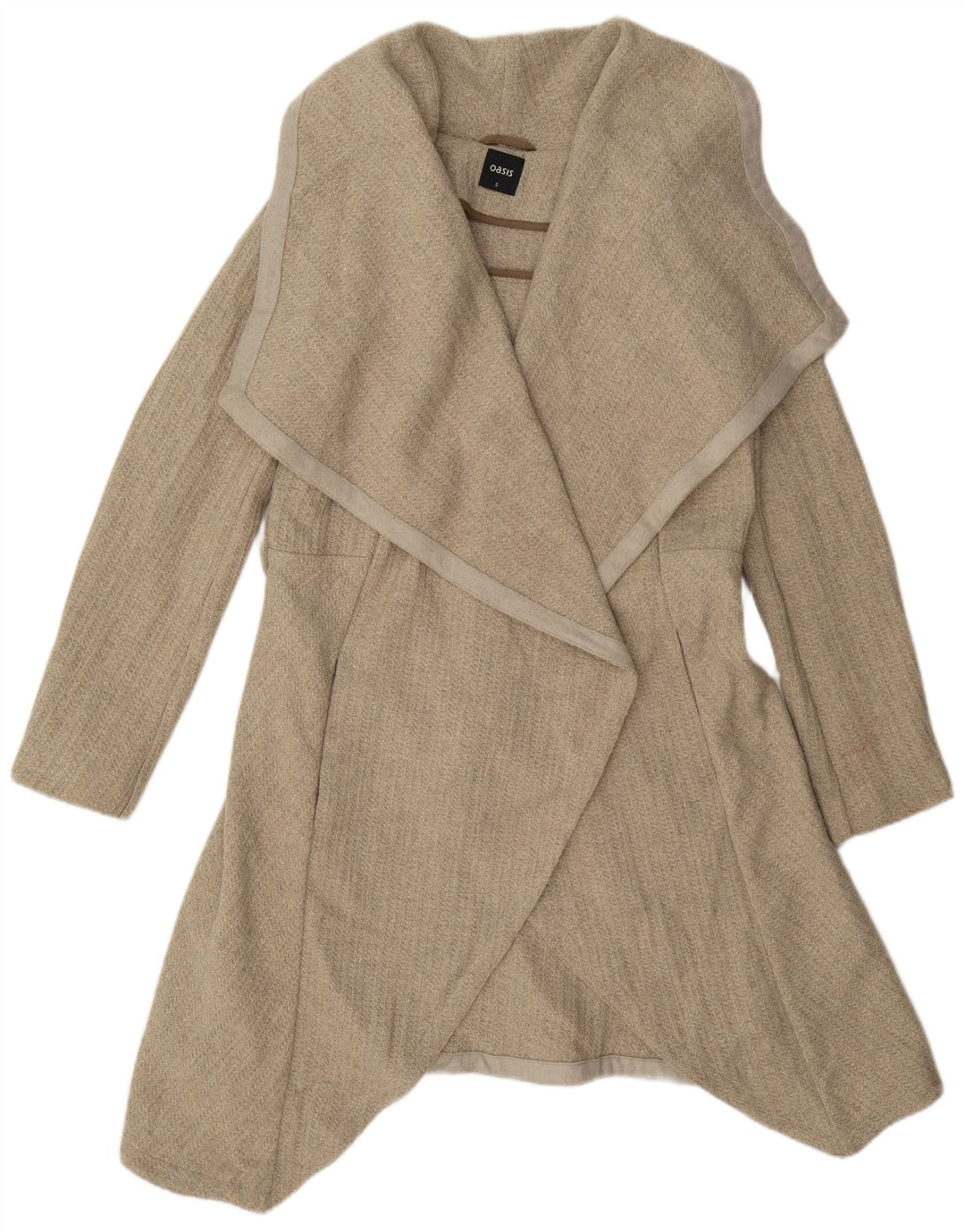 Abrigo abierto extragrande para mujer Oasis UK 10 Small Beige Wool