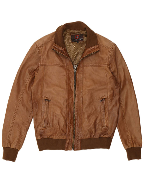 Vintage hombres bombardero chaqueta de cuero IT 48 cuero marrón medio
